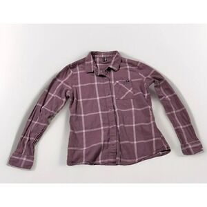 Fox Racing Roost Flannel Long Sleeve Purple Plaid Womens Small with Pocket